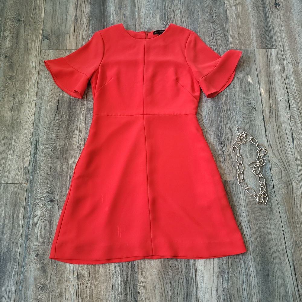 Banana Republic Elegant Red Ruffle Sleeve Dress - Picture 8 of 15